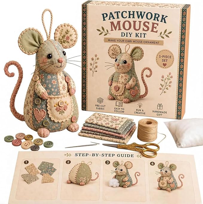 Patchwork Mouse DIY Kit, Handmade Sewing Craft Kit by Unknown