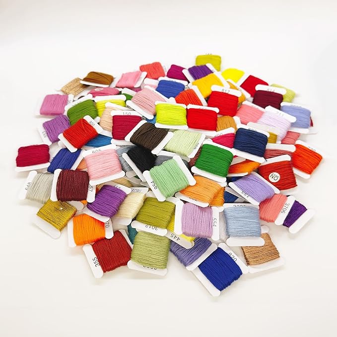Embroidery Floss Kit 108 Colors 99 Cotton 9 Metallic Threads On Plastic Bobbins by creativeembroiderysolutions