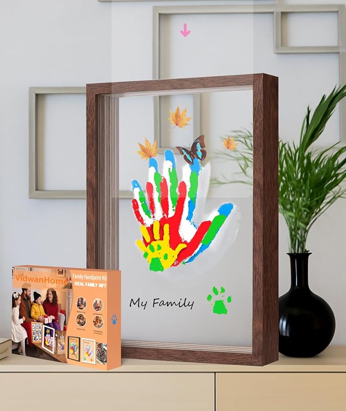Brown Family Handprint Kit for 4 – Wooden Frame by VidwanHome%E2%80%93OrderYousToda