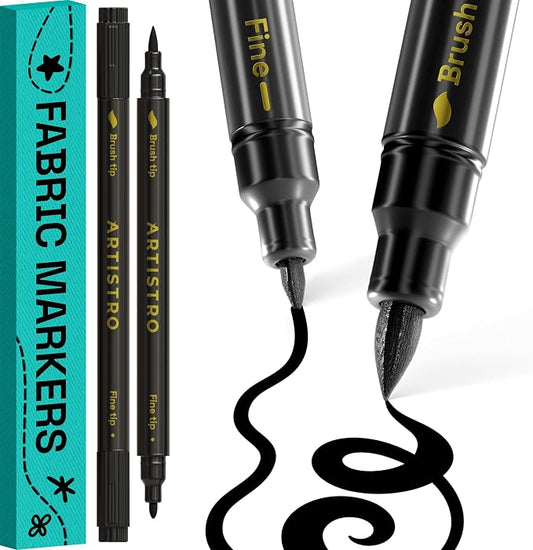 ARTISTRO 2 Black Dual-Tip Fabric Markers by ARTISTRO