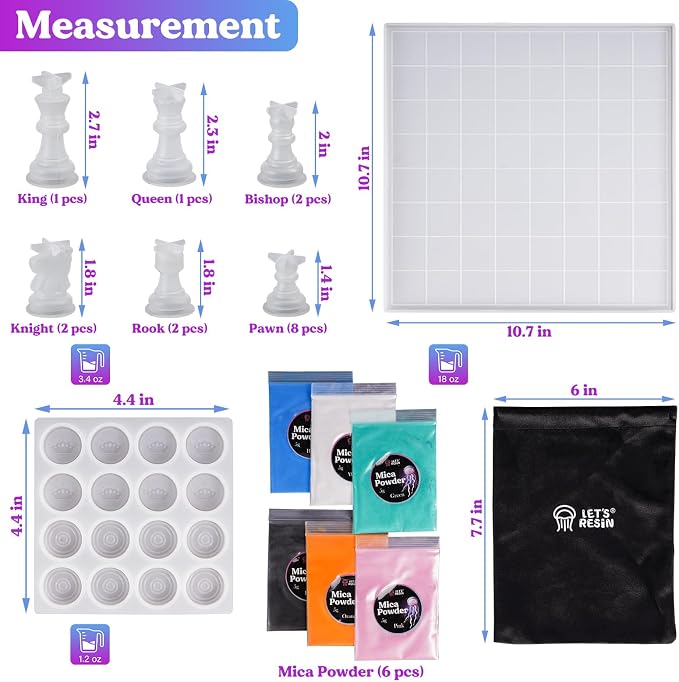 LET'S RESIN Chess Molds for Resin Casting, Upgraded Resin Chess Set Mold - Image 2