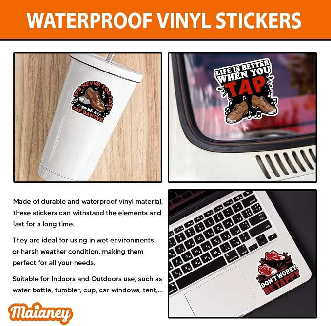 MAIANEY Tap Dance Sticker Pack – Funny Tap Dancer Vinyl Decals - Image 3