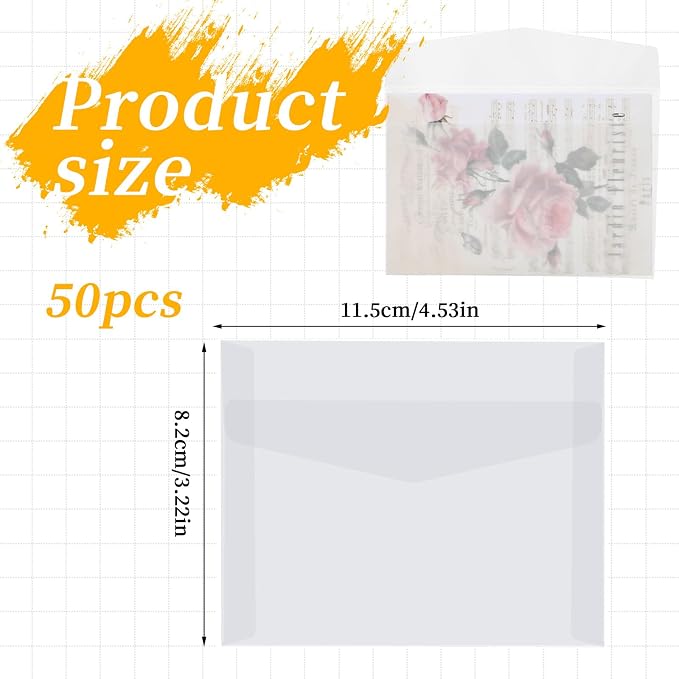 50 PCS Glassine Envelopes 4.5 × 3.2" Translucent Envelope Small Clear Envelope - Image 2