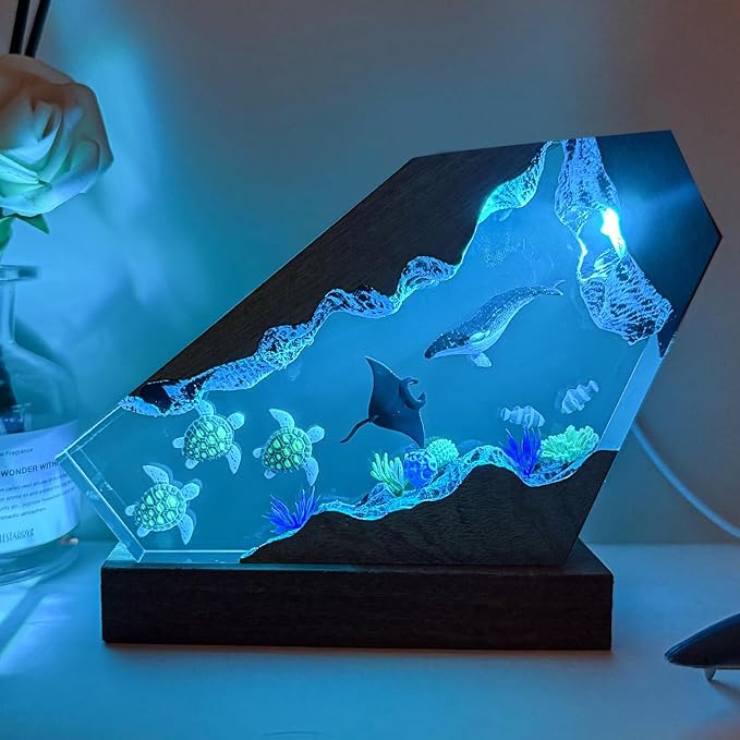Humpback Whale Ocean Resin Lamp, Handmade Resin Night Light - Image 5