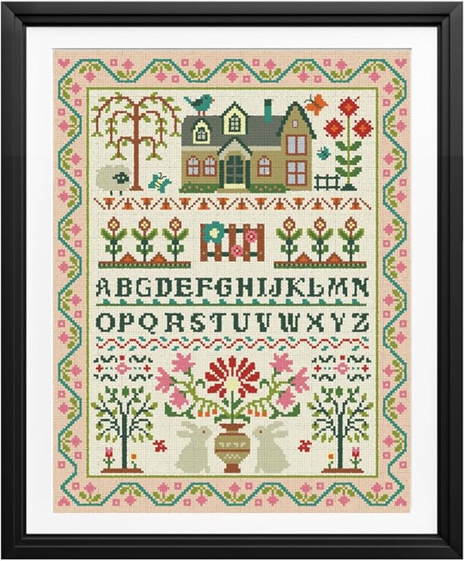 FREEBLOSS 11CT Stamped Cross Stitch Kits Folk Art House Pattern Cross Stitch by FreeandCreativeCraftsArt