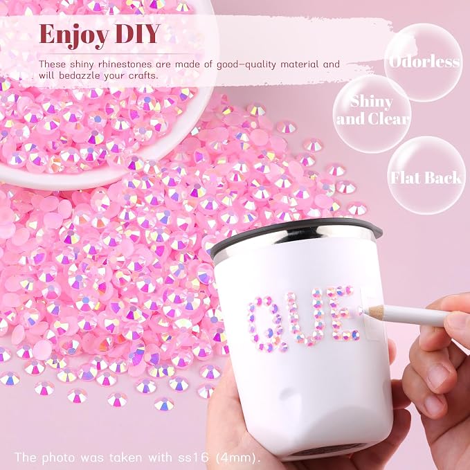 6000PCS 4mm Resin Jelly Rhinestones in Bulk, Bedazzling Flatback Crystals - Image 4