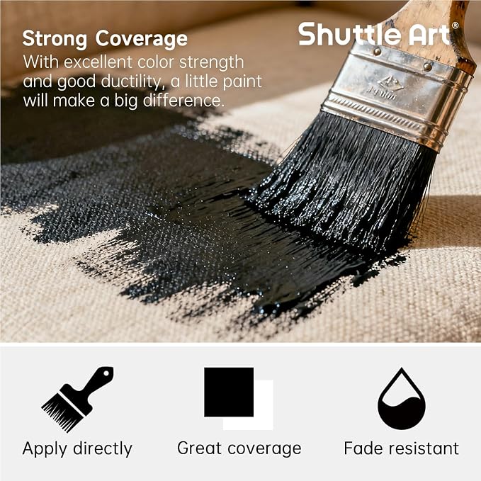 Shuttle Art Black Fabric Paint, 33.8 oz Large Bottle - Image 4