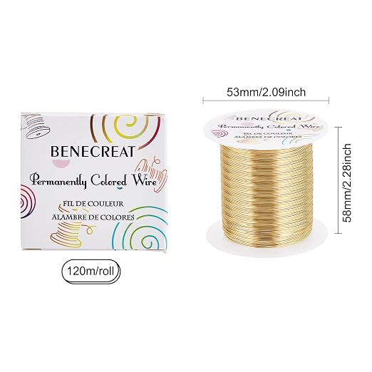 BENECREAT 26 Gauge 131 Yards Jewelry Beading Wire Light Gold Tarnish Resistant - Image 2