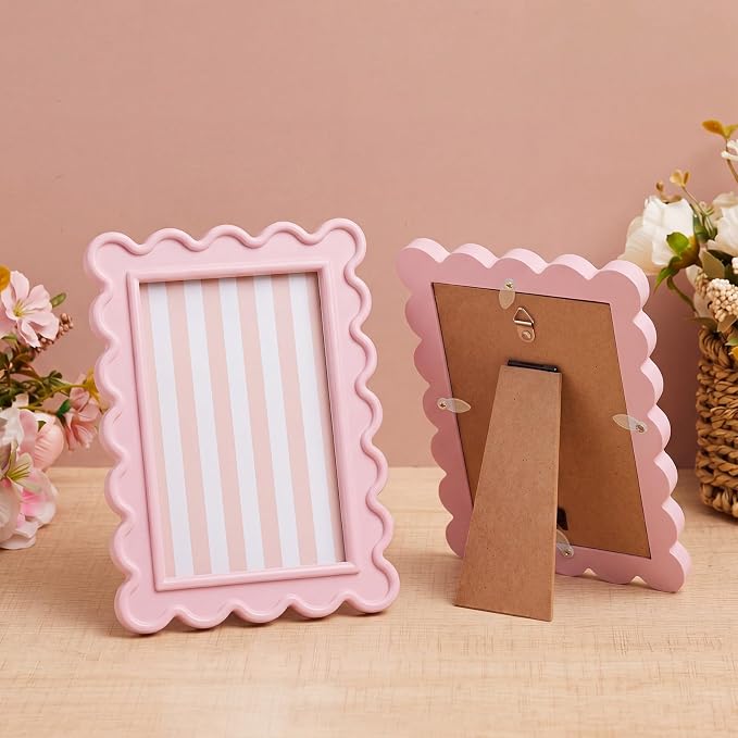 AceOrbit 4x6 Inches Light Pink Flower Wavy Scalloped Picture Frame Cute Wavy - Image 4