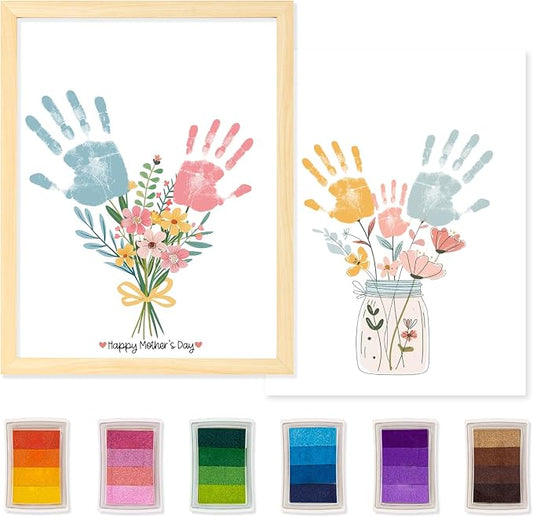 CLUSIVC Mother’s Day Handprint Flower Craft Kit – DIY Flower Bouquet Gift by CLUSIVC