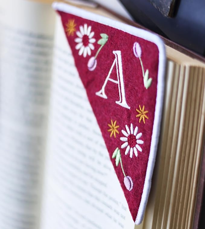 Personalized Embroidered Corner Mark, 4 Pack, Finished Initial Felt Bookmark - Image 4