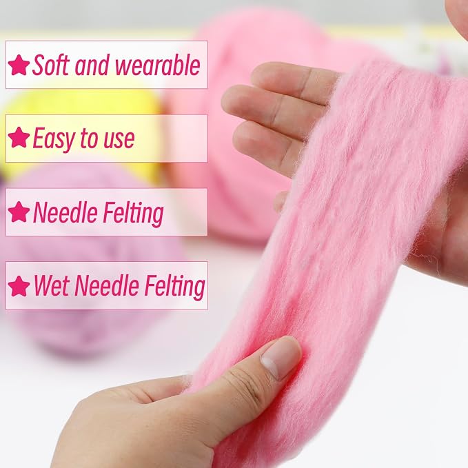 JeogYong Needle Felting Wool, 7.05oz Wool Roving Chunky Wool Yarn, Mint Green - Image 2