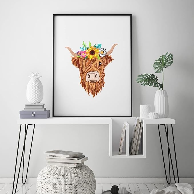 Louise Maelys Highland Cow Floral Embroidery Kit - Image 7