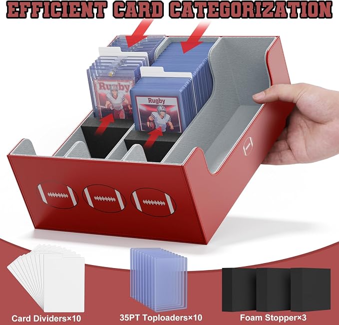Mlikero Football Card Storage Box, Trading Card Storage Box Oversized Fits - Image 5