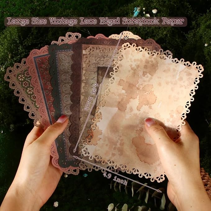 30 Sheets Lace Edged Vintage Scrapbook Paper, Scrapbooking, Letter Writing - Image 2