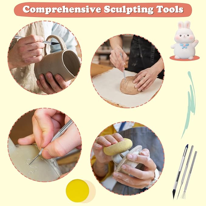 UHAPEER Air Dry Clay Kit for Adults, Pottery Set for Beginners - Image 3