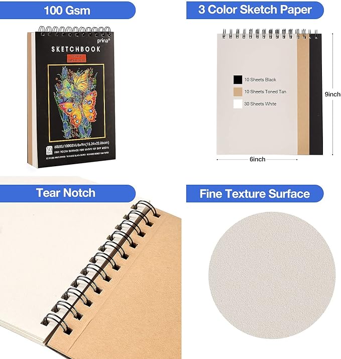 Prina 76 Pack Drawing Set Sketching Kit, Pro Art Supplies - Image 5