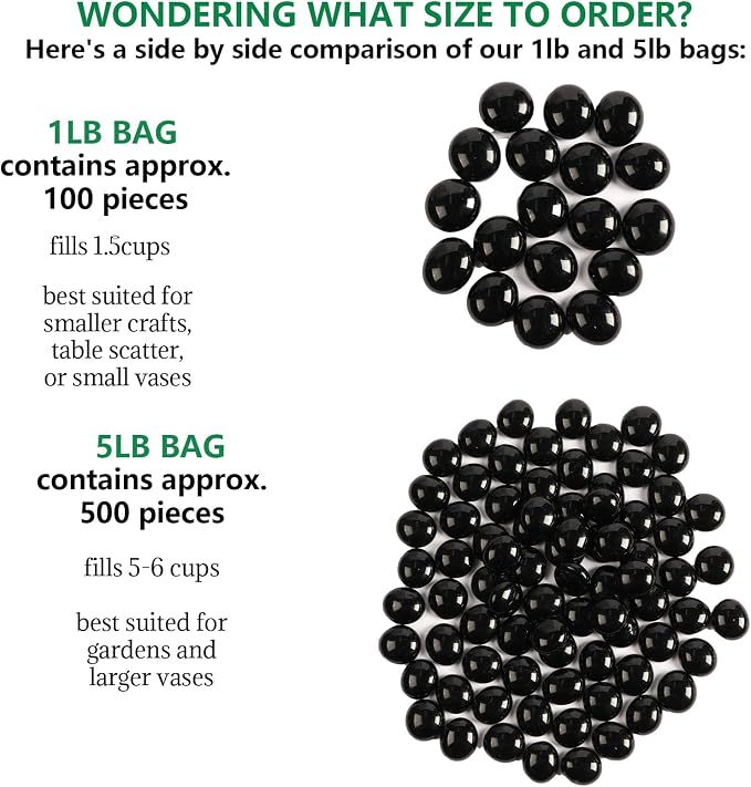 5Lb Black Glass Marbles, Decorative Black Glass Pebbles - Image 7