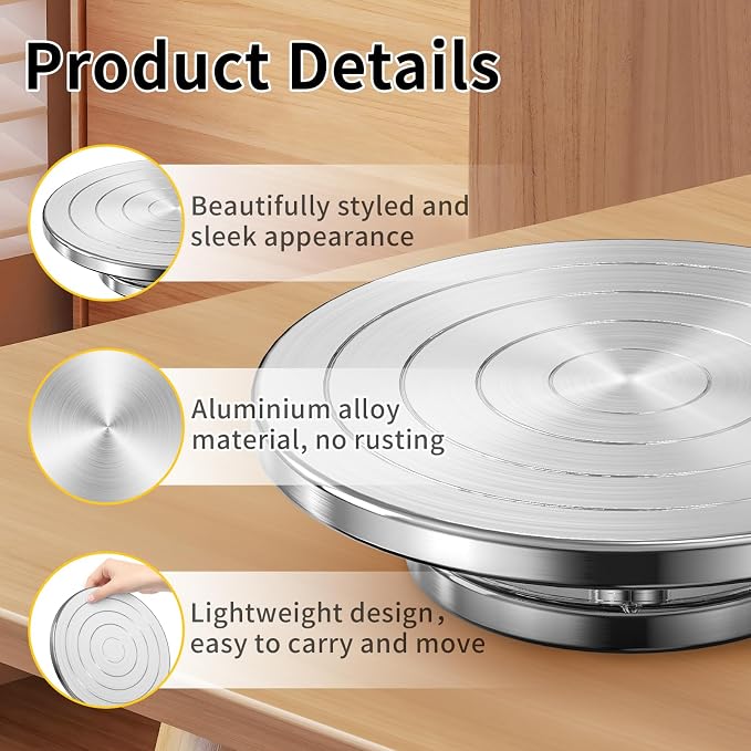 Banding Wheel, Double-Sided Pottery Turnable Wheel Aluminium Alloy Heavy Duty - Image 3