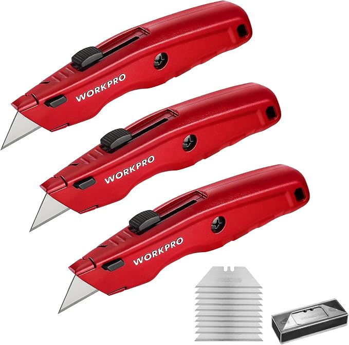 WORKPRO Premium Utility Knife, Retractable All Metal Heavy Duty Box Cutter by WORKPRO
