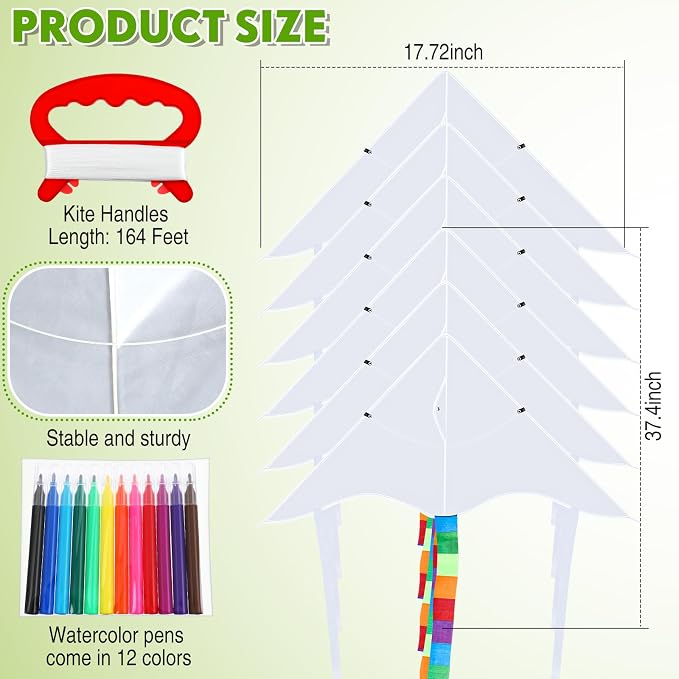 Libima 50 DIY Blank Kites for Kids Bulk Large Kite Making Kit Easy to Fly Set - Image 2