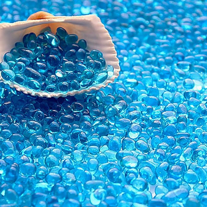Glass Stones, 1Lb/460g Irregular Sea Glass Pebbles Non-Toxic Artificial Crystal by WAYBER