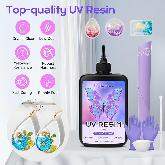 HeyClear 250g UV Resin kit -Crystal Clear, Hard UV Epoxy Resina para - Image 6