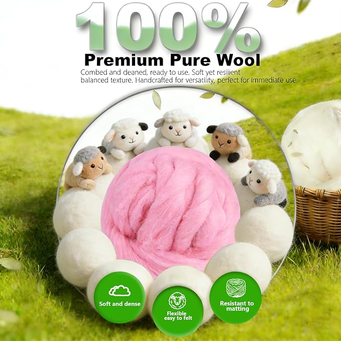 Wool Roving-3.5oz Needle Felting Wool, Soft Multi-Color Wool Fiber, Perfect - Image 5