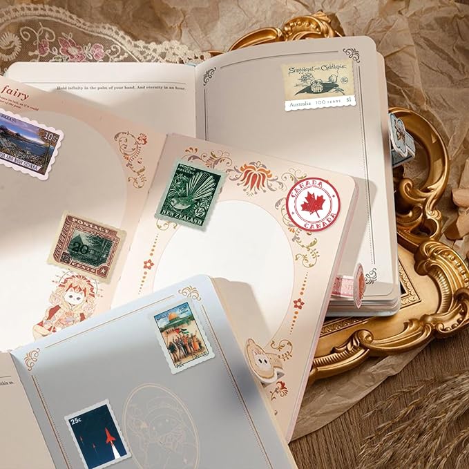 PRSTINCOL 100 Pcs Vintage Stamp Stickers - Image 5