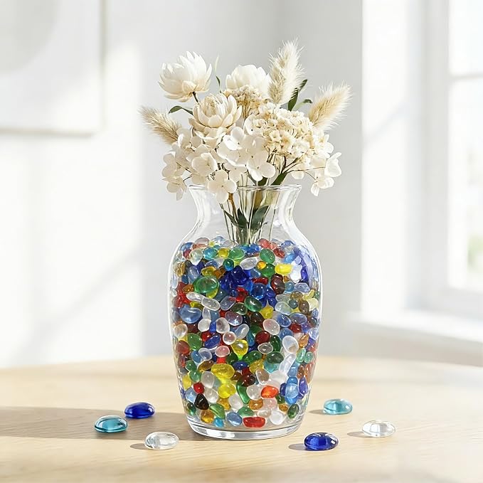 QYGL 0.55LB Brown Clear Glass Pebbles, Tumbled Sea Glass Stones - Image 4