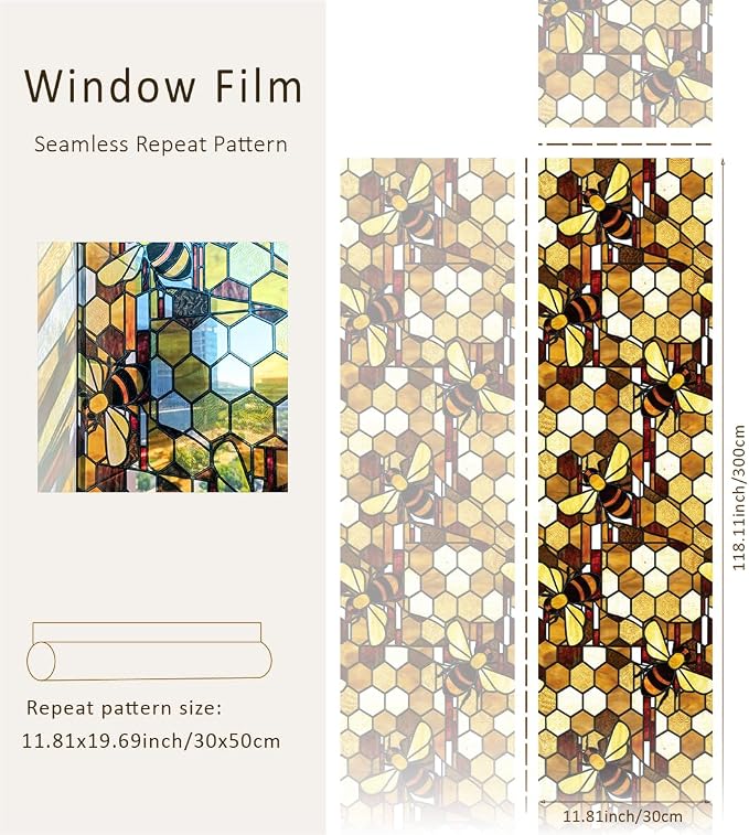 funlife Original Hand-Drawn Faux Stained Glass Window Film, Double-Sided Static - Image 3