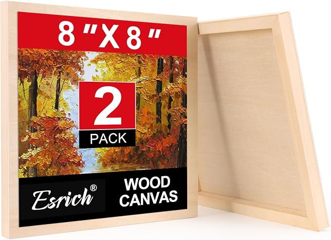 ESRICH 8x8 Inch Wood Panels, 2 Pack Square Craft Wood Canvas Boards, Blank by ESRICH