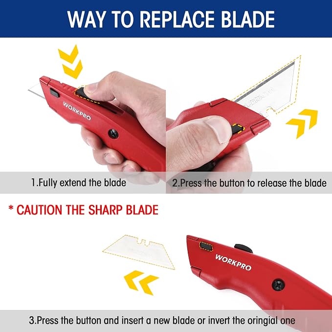 WORKPRO Premium Utility Knife, Retractable All Metal Heavy Duty Box Cutter - Image 6
