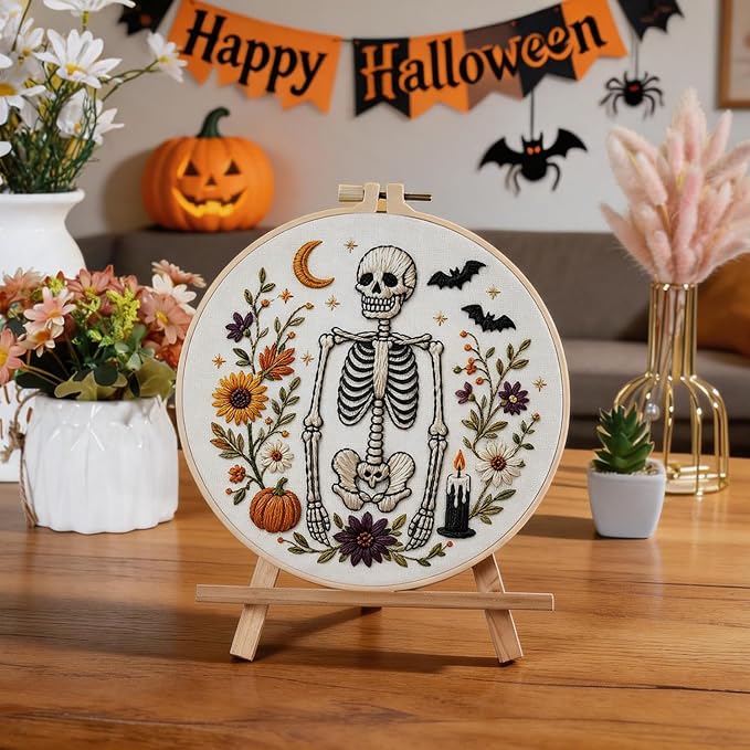 Halloween Embroidery Kit, Pumpkin Cross Stitch Kits, 4 Set Craft Kits - Image 2