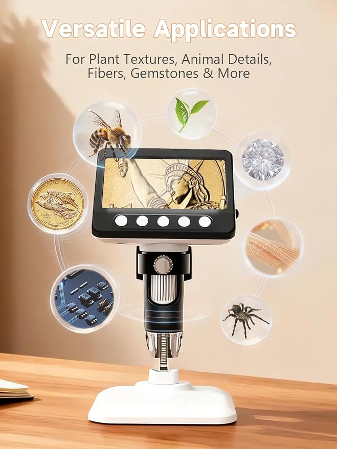 Coin Microscope, 4.3" LCD USB Digital 1000X 1080P Coin Magnifier | 8 Adjustable - Image 6