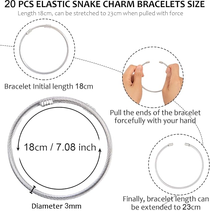 20Pcs Twisted Cable Wire Bracelet Stylish Fine Stainless Steel Open Cuff - Image 2