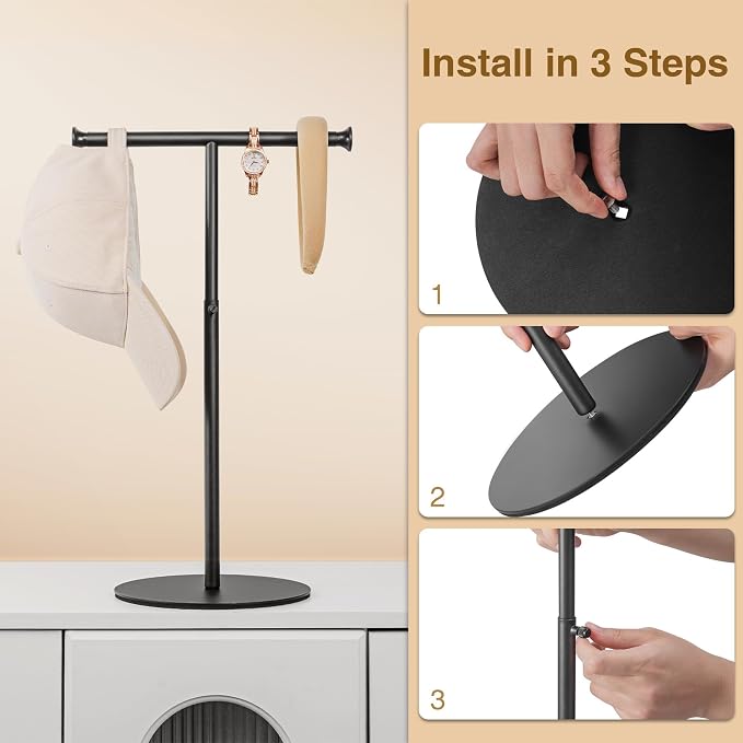 niffgaff T Bar Purse Display Stand Tabletop: Adjustable Height Handbag Holder - Image 6