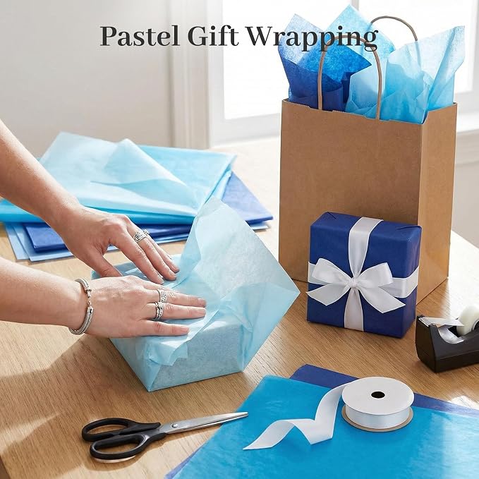 Shindel 330 Sheets Blue Tissue Paper, 14x10 Inch Gift Wrapping Tissue Paper - Image 5