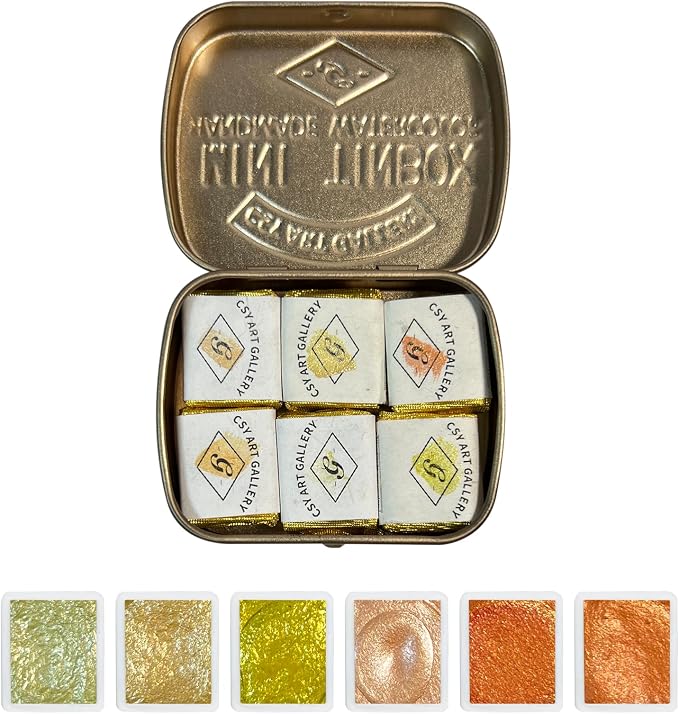 Set of 6 Handmade Mica Watercolors Paint-Metallic-Glitter-Shimmer Water Color - Image 2