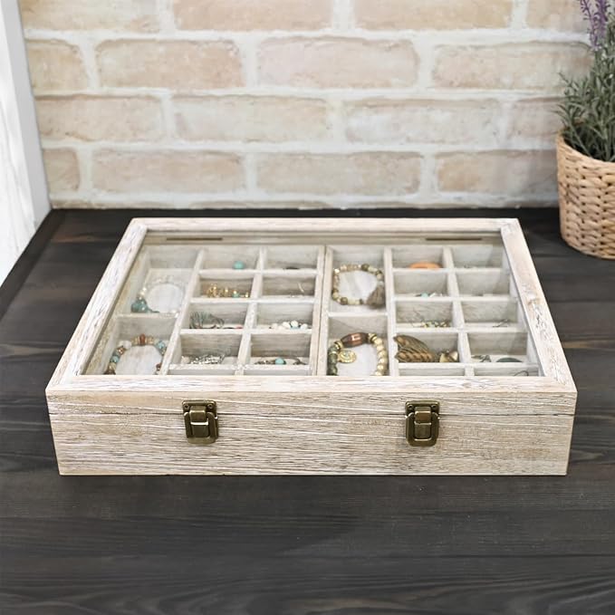 MOOCA Tempered Glass Jewelry Box Organizer, Two-Layer Jewelry Display Case - Image 7
