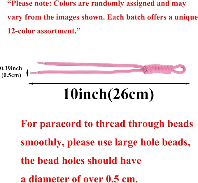 KJML DIY Paracord Keychain 12pcs Paracord Rope Keychain Braided Cord Rope Bag - Image 4