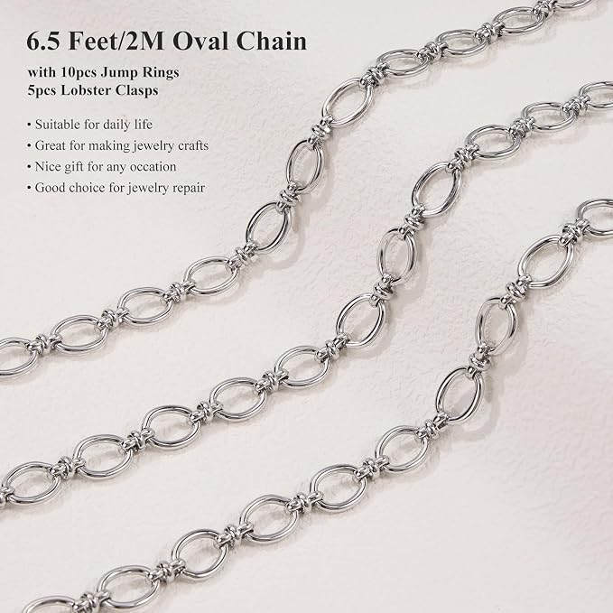 2 Meters Stainless Steel Jewelry Making Chains Oval Chain Bulk | Chunky Chains - Image 3