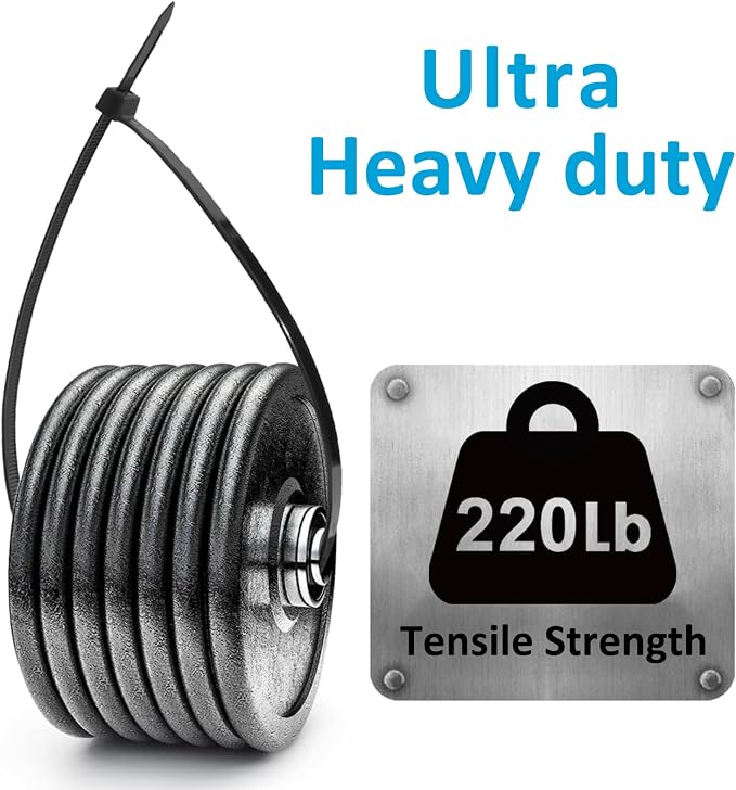Zip Ties, Zip Ties Heavy Duty, Cable ties, Large Zipties Heavy Duty Black - Image 3