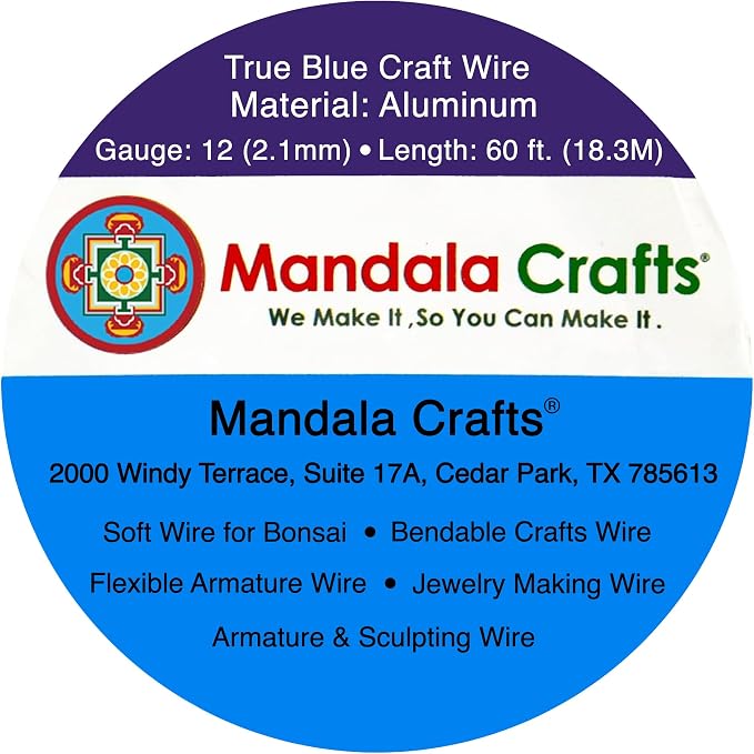 Mandala Crafts 12 Gauge True Blue Anodized Aluminum Craft Wire, 60 FT | Colored - Image 3