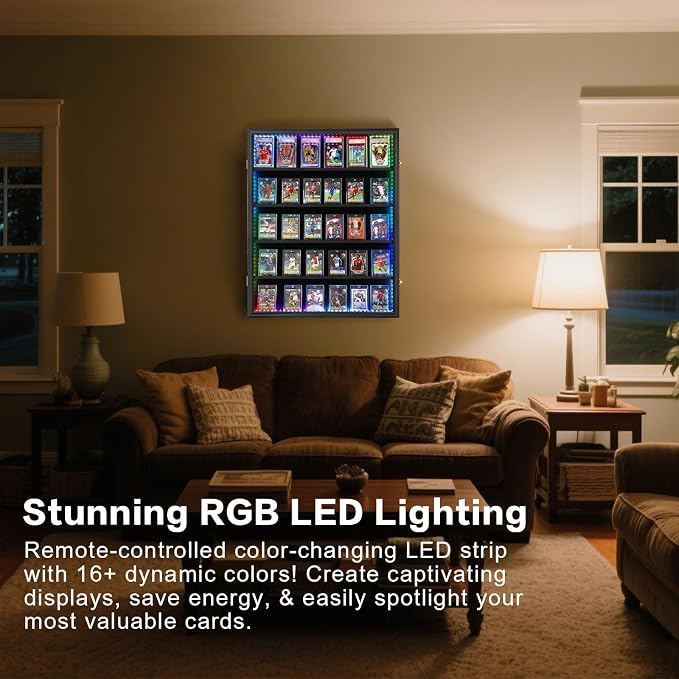 VERANI 35-Card LED Sports Star Card Frame, Lockable Shadow Box - Image 6