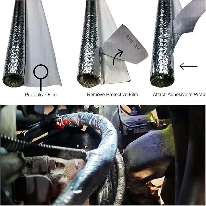19mm - 3/4" Self-wrap Aluminum Heat Shield Sleeve Thermal Reflective Side Entry - Image 2