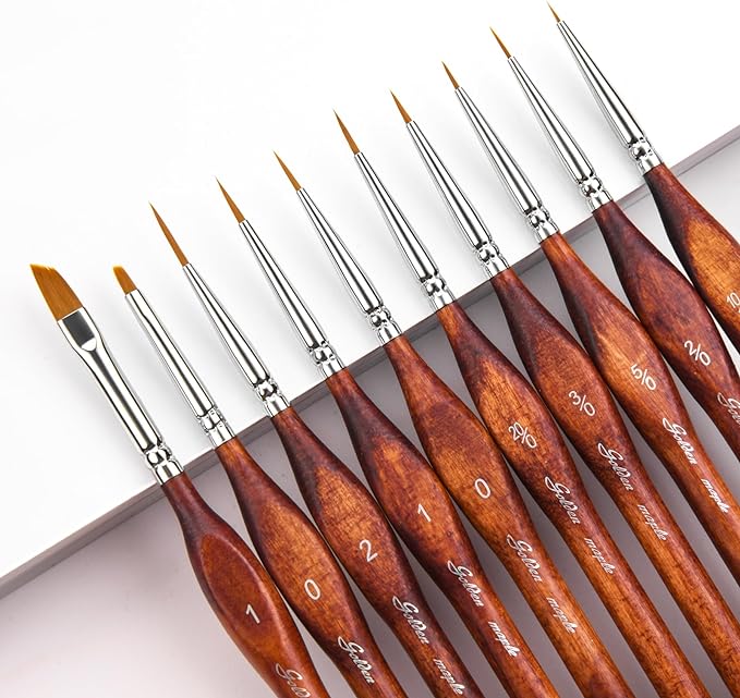 Golden Maple Miniature Model Paint Brushes-10pcs Micro Detail Paint Brush Set by goldenmaple