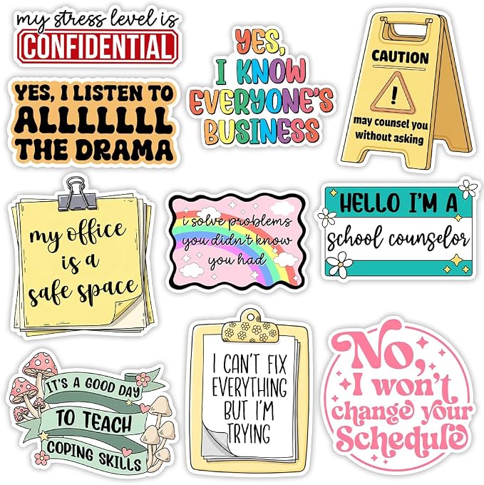 MAIANEY School Counselor Stickers Pack 10Pcs – Counseling Office Decor by Maianey