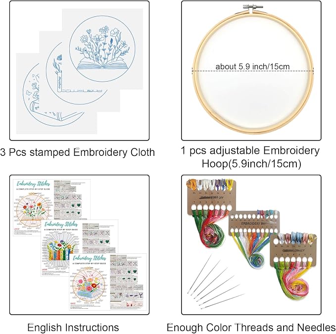 Louise Maelys 3 Pcs Floral Book Embroidery Kit - Image 2