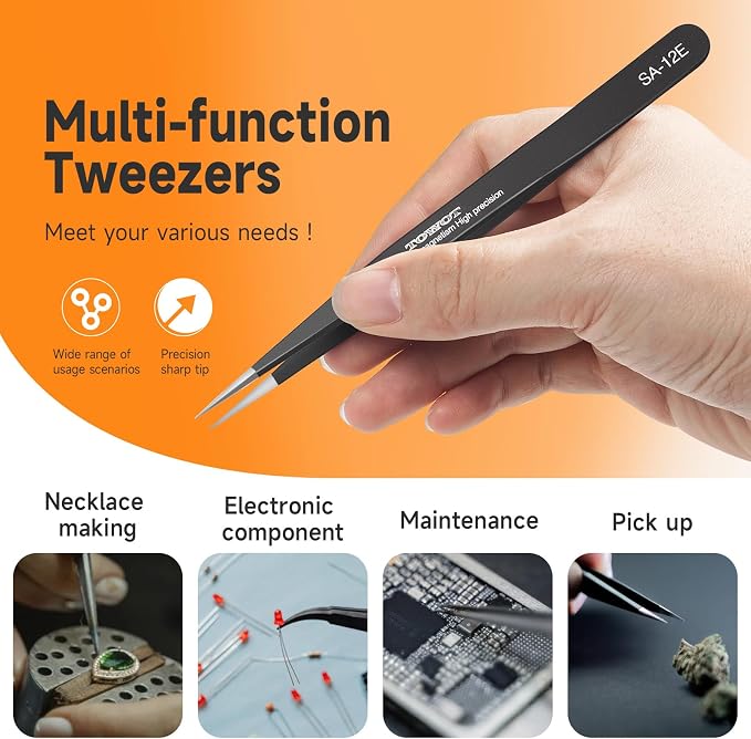 TOWOT 3 PCS Precision Tweezers Set, Premium Anti-static Stainless Steel - Image 6